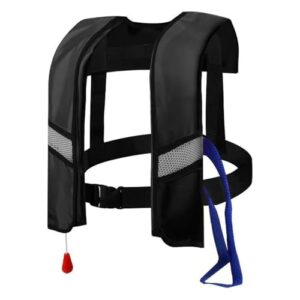 Vollautomatische Rettungsweste für den Außenbereich mit Reflektorstreifen, ideal für Wassersport und Outdoor-Aktivitäten, zeichnet sich durch ergonomisches Design, automatische Aufblasfunktion und deine Sichtbarkeit aus.