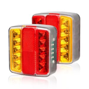 Zwei Yinaolan LED Rückleuchten für Fahrzeuge, wasserdicht und robust, ideal für LKWs und Anhänger, mit klarer trapezförmiger Struktur und verschiedenen LED-Farben zur Verbesserung der Sichtbarkeit