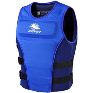 Zeraty Schwimmjacke für Erwachsene in Blau, ideal für Kanu, Kajak und andere Wassersportarten, mit reißfestem Neopren und großen Armlöchern für Bewegungsfreiheit.