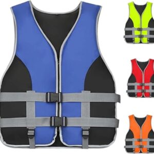Schwimmweste für Erwachsene, Unisex Auftriebsweste mit Pfeife, Sicherheitsjacke für Wassersport, Sommer-Schwimmen, Rettungsweste mit Pfeife und Nachtsicht-Reflexstreifen-Design