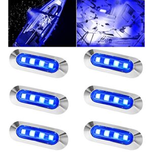 Navigationslicht für Boote, 6 Stück LED Boots Navigationslichter Marine Yacht LED Licht Signalleuchte Port Seitenbogen Licht für Boot Yacht Skeeter 12V 24V (Blau)