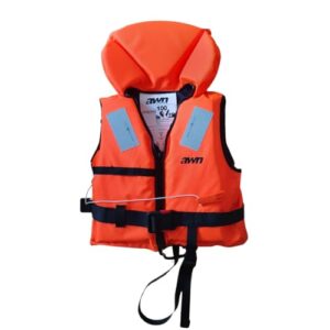 Rettungsweste 100N, nach EN ISO 12402-4, für Segeln, Kajak, Motorboot, mit Signalpfeife & Reflexstreifen, Orange-Schwarz