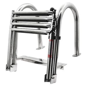 Geloo Badeleiter 4-stufige Poolleiter für Schwimmbad/Deck/Boot - Edelstahl, Tragkraft 200Kg, Gesamthöhe 61,81IN