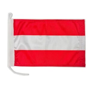 Premium-Österreich Bootsflagge 20 x 30 cm aus Stoff, bedruckt, robust mit Strick und Schlaufe, nautische Flagge von 20 x 30 cm für Boot, Yacht oder Motorboot
