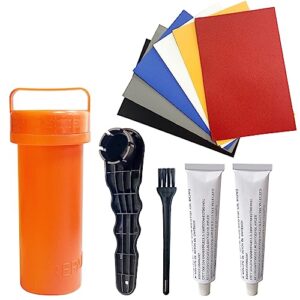 professionelles Set zur Reparatur von Aufblasbaren Paddelbrettern und Floß-Surfbrettern, mit PVC-Patches, Schraubenschlüssel, Kleber und Aufbewahrungseimer