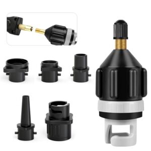 SUP Ventil Adapter Aufblasbarer Adapter mit 4 Stück Gasdüse Inflatable, SUP Pumpe Adapter für Schlauchboot Ventiladapter für Paddelboard Kajaks Stand Up Paddle Board Schwimmringe