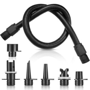 Sup Pumpe Adapter Kit, Sup Luftpumpe Zubehör mit 6 Luftventil Düsen, Aufblasbares Boot Sup Pumpe Luftschlauch für Aufblasbare Zelt, Stand Up Paddle Boards (schwarz)