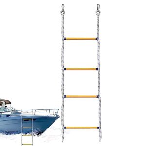 Schlauchbootleiter mit 4 Stufen, Nylonstrickleiter und Edelstahl, ideal für See- oder Freibad-Aufenthalte
