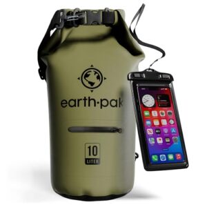 Wasserdichter Packsack mit Reißverschluss Tasche und wasserfester Handyhülle für Outdoor-Aktivitäten wie Kajakfahren, Camping, Angeln und Rafting
