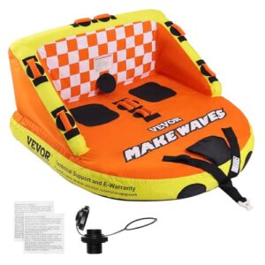 VEVOR Aufblasbarer Schleppschlauch zum Bootfahren mit Decksitzen und Rückenlehne, Wassersportschlauch zum Ziehen für 1-2 Fahrer