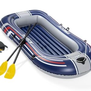 Bestway Hydro-Force Schlauchboot-Set, Treck X1, für zwei Personen, mit zwei Paddeln, robustes Schlauchboot mit Fußpumpe und Reparaturflicken