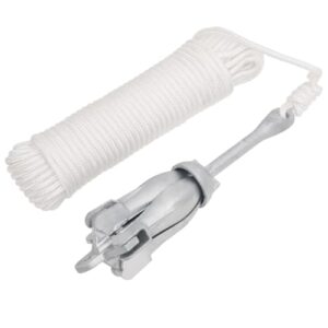 Tragbarer Faltanker mit Seil für Schlauchboote, Kajaks und Paddelboards - Silber 3,2 kg Temperguss