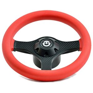 Hochwertiges und wetterfestes Lenkrad für Motorboote und Yachten mit universeller Konus-Nabe und rot gefärbtem Griffbereich