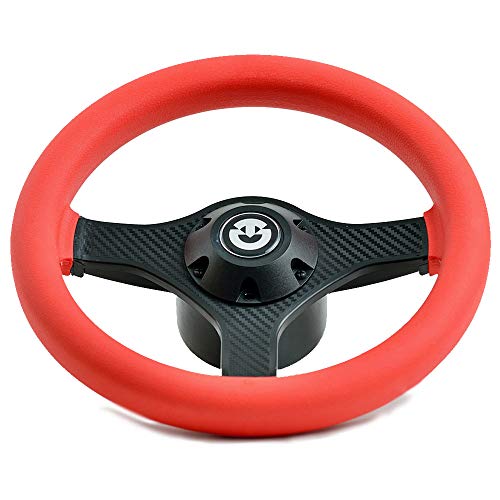 Hochwertiges und wetterfestes Lenkrad für Motorboote und Yachten mit universeller Konus-Nabe und rot gefärbtem Griffbereich