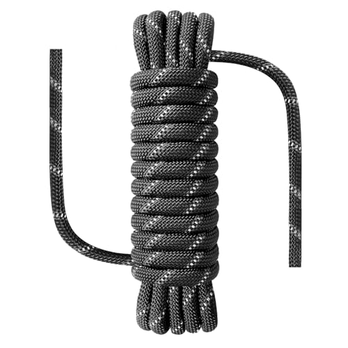 Marine Seil 10 mm x 5 Meter für Bootfahren, Angeln, Rafting, Camping, Wandern, Jagen - Nylon/Polyester, Schwarz