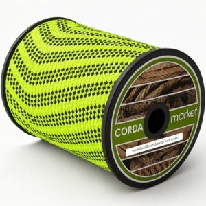 Cordamarket 8mm Polyester-Seil, robust und widerstandsfähig für Outdoor-Aktivitäten wie Bootfahren, Camping und Dekoration, neon-grüne Farbe mit hoher Sichtbarkeit, Länge: 50 m