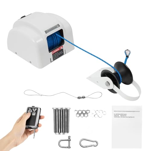 Elektrische Ankerwinde mit Fernbedienung für Salzwasserboote, 45 lbs Tragfähigkeit und 21.3 m/min Geschwindigkeit