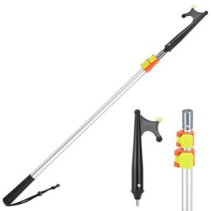 Teleskop-Bootshaken mit leuchtendem Design, Aluminium, rostbeständig, langlebig, stark, Schubstange zum Anlegen, Silber, 240cm