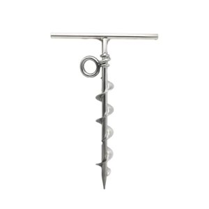 Marine City Bodenanker aus Edelstahl mit langem Griff, spiralförmig, mit O-Ring für Boote, Festmacher am Strand, Camping-Zelt, zum Festmachen von Hunden