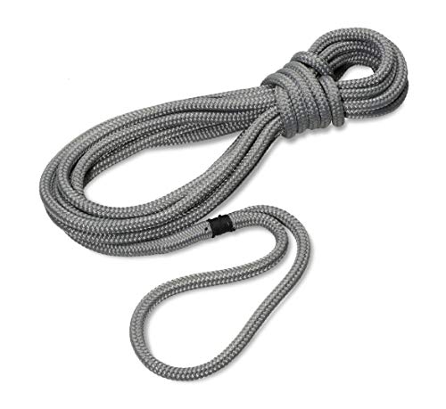 Seilflechter-Festmacher 12mm Ø, 8 m Länge, 40 cm Auge gespleißt & getakelt, Taifun Festmacherleine fürs Boot in Silbergrau, 2500 daN
