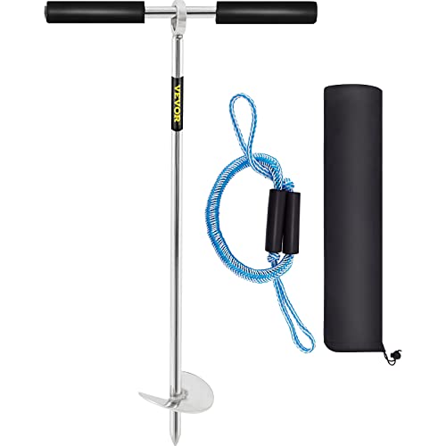 VEVOR Sandanker, 45 cm Schraubanker aus Edelstahl 316 für Jet-Ski und PWC, mit Abnehmbarem Griff, Bungee-Leine und Tragetasche