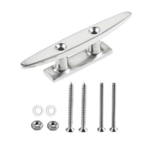 Yetaha 4 Zoll Klampe, Bootsklampe aus Edelstahl, Festmacher Klampe 10 x 5,5 x 2,5 cm mit Schraube sowie Muttern für Yachting und Marineanwendungen