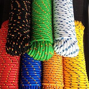 Polypropylen Seil, Polypropylenseil 4-16 mm, Bootsleine, Ankerleine, Festmacher, Allzweckseil, Leine, Reepschnur, Reepseil, Schnur, Band, Tauwerk, Tau (Blau mit gelb/roter Markierung, 4 mm)