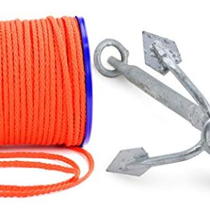 Wurfanker 1 kg mit Ankerleine 5 m, Durchmesser 8 mm, Stahl verzinnt, Polyethlyen, ideal für Bootsfahrer und Yachtenbesitzer.