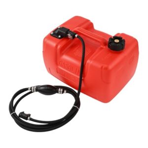 Blueshyhall 12 Liter Bootstank Set, Außenborder mit Tragebarem Externem Benzintank, 3.2M Schlauch, Pumpball und Anschluss für Außenborder Ø8mm Anschluss, Kraftstofftank aus HDPE mit Füllstand-Anzeige