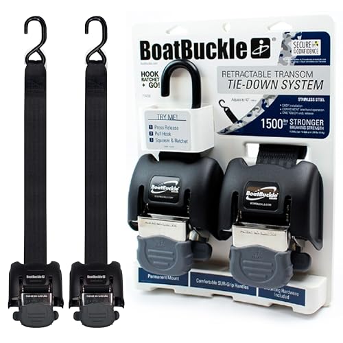 BoatBuckle G2 Edelstahl-Spanngurt, schwarz, 1 Paar, hochwertiger und langlebiger Spanngurt für Boote mit edlem Stahl und automatischer Schnalle