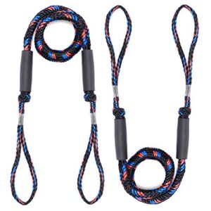 Bungee Dock Line, Festmacher Seil für Boote, Dock-Leine, Bungee-Dock-Leinen, Kajak Bootsankerzubehör, Strecken 2 Pack (Schwarz + Blau + Rot)