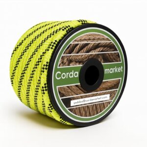 Robustes Polyesterseil für Outdoor-Aktivitäten, 10 mm stark und 25 m lang, neongelbe Farbe, ideal für Bootsfahrt, Camping und Dekoration.