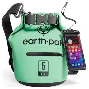 Wasserdichter Packsack mit Reißverschluss Tasche, Schultergurt und wasserfester Handyhülle für Kajakfahren, Camping, Angeln, Bootfahren und Rafting