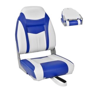 HOMASIS Bootssitz klappbar, gepolsterter Steuersitz mit hocher Rückenlehne, wasserdichter Steuerstuhl für Boot