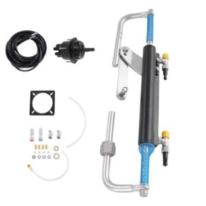 Mqwdxzfes Hydraulisches Außenborder-Lenksystem, 200bar Hydraulischer Lenkungssatz mit 325kg Ausgangskraft und Schläuchen für Boote bis 90PS