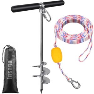 Vollständig geschweißter Bootsanker aus 304 Edelstahl für Kajak, Jetski und Ponton mit 9,8 m langem Seil und Querstange