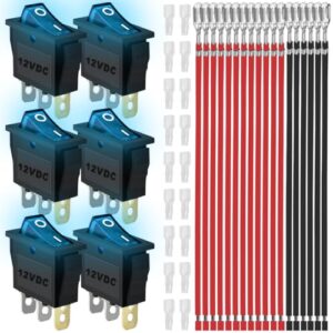 Wippschalter 3 Pins 2 Positionen EIN/AUS 20A 12V DC SPST Blaue LED-Leuchte beleuchtet Kleiner Mini-Einrast-Boots-Wippschalter