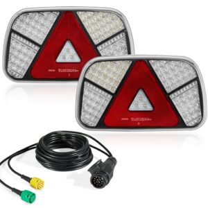 SPARKMOTO LED Rükleuchten Set für Anhänger 13-polig, 12V Anhänger Beleuchtung, Komplett 13 polig Bajonett Schneller Stecker mit 5 m Kabelsatz