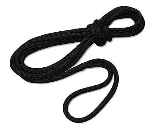 Seilflechter - Festmacher 12mm Ø, 8m Länge, 40 cm Auge gespleißt & getakelt, Taifun-Festmacherleine fürs Boot in Schwarz, 2500 daN
