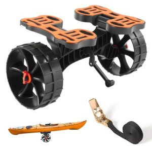 VEVOR Kajakwagen, 136kg, Faltbarer Kanuwagen mit Vollgummireifen und Ratschengurt. Ideal fuer den sicheren Transport von Kajaks, Kanus, Paddleboards und anderen Wassersportgeraeten.