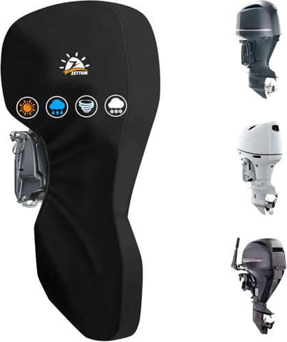 Wasserdichte Abdeckung für Außenbordmotoren mit 600D-Oxford-Gewebe und PU-Beschichtung, ideal für extreme Witterungsbedingungen.