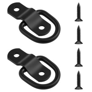 D Ring Zurrösen Heavy Duty Set, Schwarz, für LKW, Wohnmobil, Van und Boot, 2 Stück mit Halterung und Schrauben