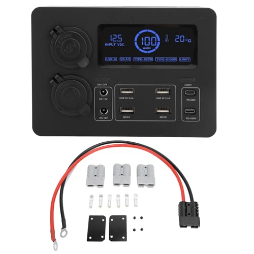DC12V Mini Power Box für Camping, Angeln und Outdoor-Aktivitäten, multifunktionales Gerät mit Anderson-Anschlüssen, USB-Anschlüssen und 12-V-Steckdosen