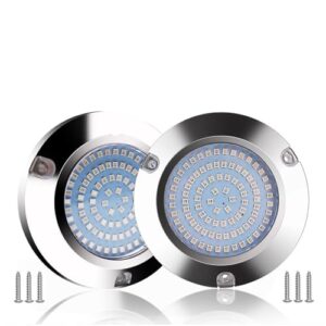 Greluma 2 Stk 90 LEDs Rundes Hecklicht für Marine Pontons, IP68 wasserdichtes Edelstahl Bootsdeck Heck Angellicht, DC 12-24 V, Weiß