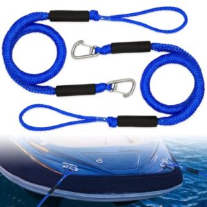 Bungee Dock Line, Festmacher Seil mit Haken für Boote, Kajaks, Jetskis und Pontoon, blauer Bungee Dock Leine mit Karabinerclip für sicheres Anbinden von Booten