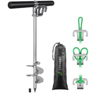 Lifeswell 1 KG Anker Boot Sandanker für Boote, 43.5 cm SUP Anker Edelstahl Bootsanker mit Einschraub-Sandbankanker für Flaches Wasser, Schlauchboot, Jetski und Kajak