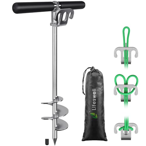 Lifeswell 1 KG Anker Boot Sandanker für Boote, 43.5 cm SUP Anker Edelstahl Bootsanker mit Einschraub-Sandbankanker für Flaches Wasser, Schlauchboot, Jetski und Kajak