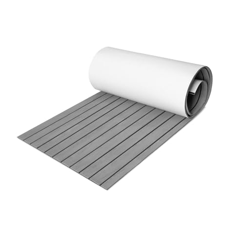 Peviasot Bodenbelag Matte, 240 * 60 cm Boot Yacht Bodenbelag Matte, Teakholz Eva Schaum rutschfeste, Selbstklebend, Decking für Schiffsdecks Schnellboote Yachten, Grau