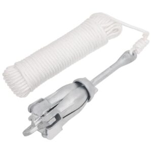 Faltanker mit Seil, Klappanker für Schlauchboote und Kajaks, tragbarer Bootsanker mit silbernem Feuerverzinktem Gusseisen 4kg