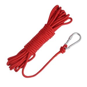 Rot gefärbtes 6mm Polypropylen Bootsseil für Wassersport, Outdoor-Aktivitäten und Camping mit Edelstahl Karabiner